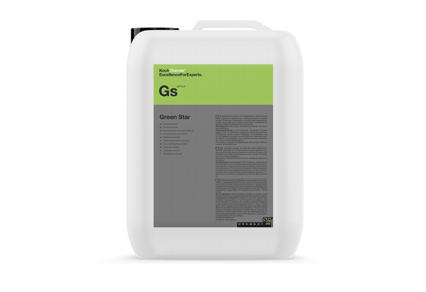 koch-chemie 清潔汽車 洗車用品 洗車水 洗車液 Green Star Gs 鹼性萬用清潔劑 萬用清潔劑 強鹼性清潔劑 濃縮清潔劑 無磷清潔劑 無溶劑清潔劑 環保清潔劑 專業級清潔劑 車身清潔 車外清潔 車內清潔 內籠清潔 引擎清潔 引擎室清潔 車間地板清潔 工業地板清潔 強效去污 強力除油 去除油脂 去除油污 去除頑垢 深層清潔 預洗清潔 非接觸式洗車 高壓清洗機適用 泡沫槍適用 稀釋比例 1:5稀釋 1:10稀釋 1:20稀釋 1:30稀釋 1:40稀釋 1:120稀釋 VDA認證 VDA A類 防腐蝕劑 材料相容性 陽極氧化鋁 敏感表面適用 德國製 德國品牌 10公升裝 10L 大容量 專業用途 商用清潔 汽車美容 汽車護理 車主必備 愛車護理 香港汽車用品 汽車用品推薦 香港網購 原裝正貨 正貨保證 產品型號25011 多用途清潔 全方位清潔 一罐搞定 經濟實惠 高性價比 汽車精品 清潔護理用品 汽車護理專家 立即選購 現貨 車友推薦 優質汽車用品 重型清潔 去除頑固污漬 去除道路污垢 去除煞車粉塵 去除昆蟲殘骸 去除柏油 機油去除 車隊清潔 貨車清潔 電單車清潔 遊艇清潔 地板清潔 洗車場