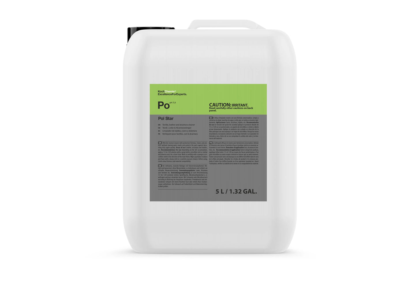 Koch Chemie Pol Star PO 內籠皮革及布料清潔劑 洗車用品 汽車美容 內籠皮革清潔劑 布料清潔劑 汽車內裝清潔 皮革清潔 Alcantara清潔 紡織品清潔 地毯清潔 座椅清潔 內裝護理 車廂清潔 pH中性清潔劑 中性配方 溫和清潔 不傷材質 深層清潔 細孔泡沫 泡沫清潔 深入纖維 去污 除污 去除污垢 去除異味 不留下水漬 無水痕 保護原防水層 防水效果 形成保護層 防止再次變髒 延緩髒污 可稀釋使用 稀釋比例 1:5稀釋 1:20稀釋 噴瓶使用 微纖維手套 海綿清潔 濕布擦拭 乾濕吸塵器 噴霧提取機 專業清潔 德國製 德國進口 原裝正貨 5公升裝 5L 大容量 專業用途 汽車美容 汽車護理 車主必備 愛車護理 香港汽車用品 汽車用品推薦 香港網購 正貨保證 產品型號92005 優質汽車用品 立即選購 現貨 車友推薦 汽車精品 汽車保養品 清潔護理用品 高品質 信賴品牌 德國品牌 汽車護理專家 內裝煥新 車廂清新 維持潔淨 啞光質感 不顯油亮 真皮保養 人造皮保養 麂皮清潔 車頂篷清潔 門板清潔 安全帶清潔 高級內裝 專業級清潔 深層護理 家用清潔 沙發清潔 地毯清潔劑 室內紡織品