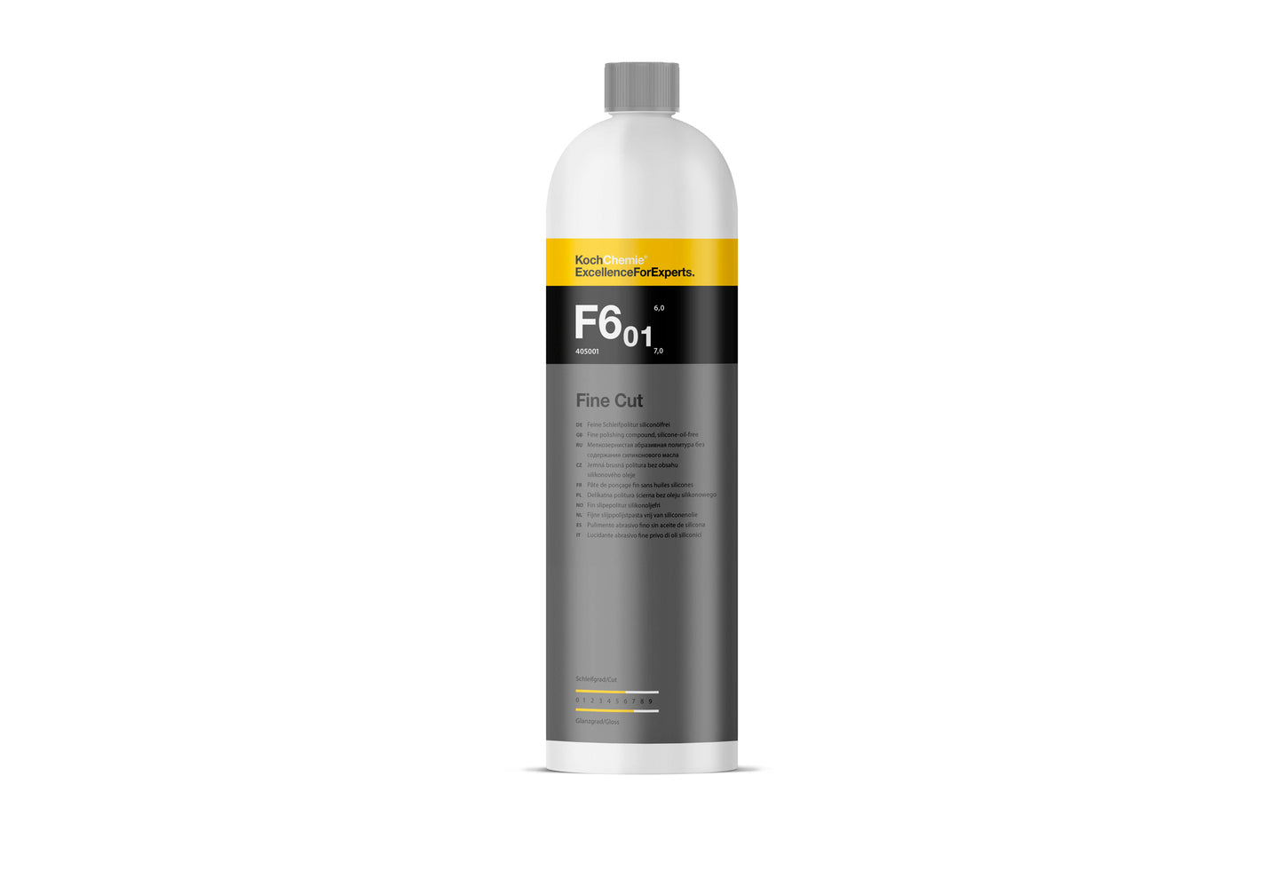 Koch Chemie Fine Cut F6.01 細緻拋光劑 汽車美容產品 拋光劑 細緻拋光劑 中度拋光劑 拋光劑 研磨劑 氧化鋁拋光 無矽油配方 智能粒度 切削力6.0 光澤度7.0 去除洗車機刮痕 去除漩渦紋 去除太陽紋 去除2500砂紙痕 漆面拋光 車漆修復 中度風化漆面 抗刮清漆 清漆拋光 漆面校正 鏡面拋光 深層光澤 持久光澤 拋光機適用 旋轉拋光機 偏心拋光機 Fine Cut Pad 羊毛拋光輪 低粉塵 施工時間長 單步拋光 專業汽車美容 汽車美容 汽車護理 車漆養護 車主必備 愛車護理 香港汽車用品 汽車用品推薦 香港網購 原裝正貨 正貨保證 產品型號405001 德國製 德國進口 1公升裝 汽車漆面 商用車漆面 電單車漆面 漆面花痕 洗車痕 深層花痕 漆面處理 拋光程序 專業汽車護理 優質汽車用品 立即選購 現貨 車友推薦 口碑推薦 值得信賴 高品質 信賴品牌 德國品牌 汽車護理專家 清潔護理用品 汽車精品 汽車保養品 漆面研磨 車漆翻新 細紋去除 中度研磨 拋光劑推薦 漆面拋光劑 汽車拋光 專業級拋光 漆面養護 拋光墊 M3.02 微切痕去除 Profi微纖維布 漆面光澤 漆面亮度 抗
