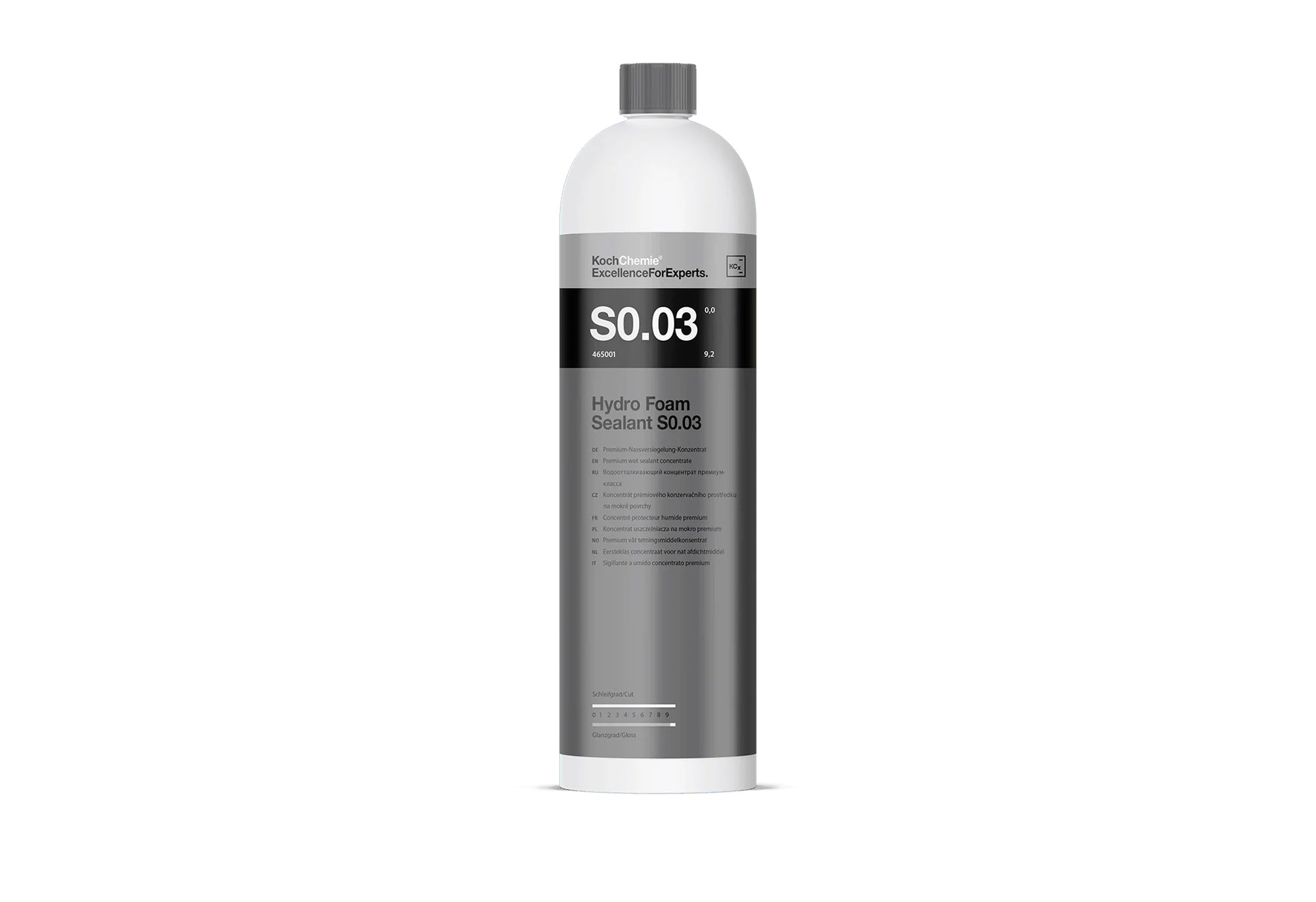 Koch-Chemie Hydro Foam Sealant S0.03 1L 濃縮泡沫鍍膜劑 洗車用品 汽車清潔用品 Hydro Foam Sealant S0.03 濕式密封鍍膜 濕式密封劑 泡沫密封劑 濃縮泡沫鍍膜劑 高光澤密封劑 疏水保護 超疏水 撥水效果 水珠效應 天鵝絨觸感 絲滑觸感 深邃光澤 高光澤 濕車施工 泡沫槍適用 噴霧器適用 pH中性 鍍膜車適用 陶瓷塗層安全 漆面保護 玻璃保護 塑料保護 可折疊車頂保護 防褪色 防脆化 防老化 車漆養護 汽車護理 汽車美容 車輛保養 車漆光澤 德國製 德國進口 1公升裝 1L 產品型號465001 車身護理 漆面護理 車漆保護劑 快速保護 日常維護 洗車後護理 噴塗式封體 快速細節護理 專業汽車護理 DIY汽車美容 車主必備 愛車護理 香港汽車用品 汽車用品推薦 香港網購 原裝正貨 正貨保證 汽車精品 優質汽車用品 立即選購 現貨 車友推薦 口碑推薦 值得信賴 高品質 信賴品牌 汽車護理專家 商用車漆面 電單車漆面 軟頂蓬 開蓬車頂 噴塗後沖洗 短暫反應 即稀即用 清潔濕潤漆面 避免陽光直射施工 分區施工 引擎蓋 車頂 長效保護 濃縮配方 稀釋使用 經