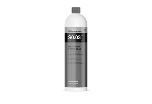 Koch-Chemie Hydro Foam Sealant S0.03 1L 濃縮泡沫鍍膜劑 洗車用品 汽車清潔用品 Hydro Foam Sealant S0.03 濕式密封鍍膜 濕式密封劑 泡沫密封劑 濃縮泡沫鍍膜劑 高光澤密封劑 疏水保護 超疏水 撥水效果 水珠效應 天鵝絨觸感 絲滑觸感 深邃光澤 高光澤 濕車施工 泡沫槍適用 噴霧器適用 pH中性 鍍膜車適用 陶瓷塗層安全 漆面保護 玻璃保護 塑料保護 可折疊車頂保護 防褪色 防脆化 防老化 車漆養護 汽車護理 汽車美容 車輛保養 車漆光澤 德國製 德國進口 1公升裝 1L 產品型號465001 車身護理 漆面護理 車漆保護劑 快速保護 日常維護 洗車後護理 噴塗式封體 快速細節護理 專業汽車護理 DIY汽車美容 車主必備 愛車護理 香港汽車用品 汽車用品推薦 香港網購 原裝正貨 正貨保證 汽車精品 優質汽車用品 立即選購 現貨 車友推薦 口碑推薦 值得信賴 高品質 信賴品牌 汽車護理專家 商用車漆面 電單車漆面 軟頂蓬 開蓬車頂 噴塗後沖洗 短暫反應 即稀即用 清潔濕潤漆面 避免陽光直射施工 分區施工 引擎蓋 車頂 長效保護 濃縮配方 稀釋使用 經
