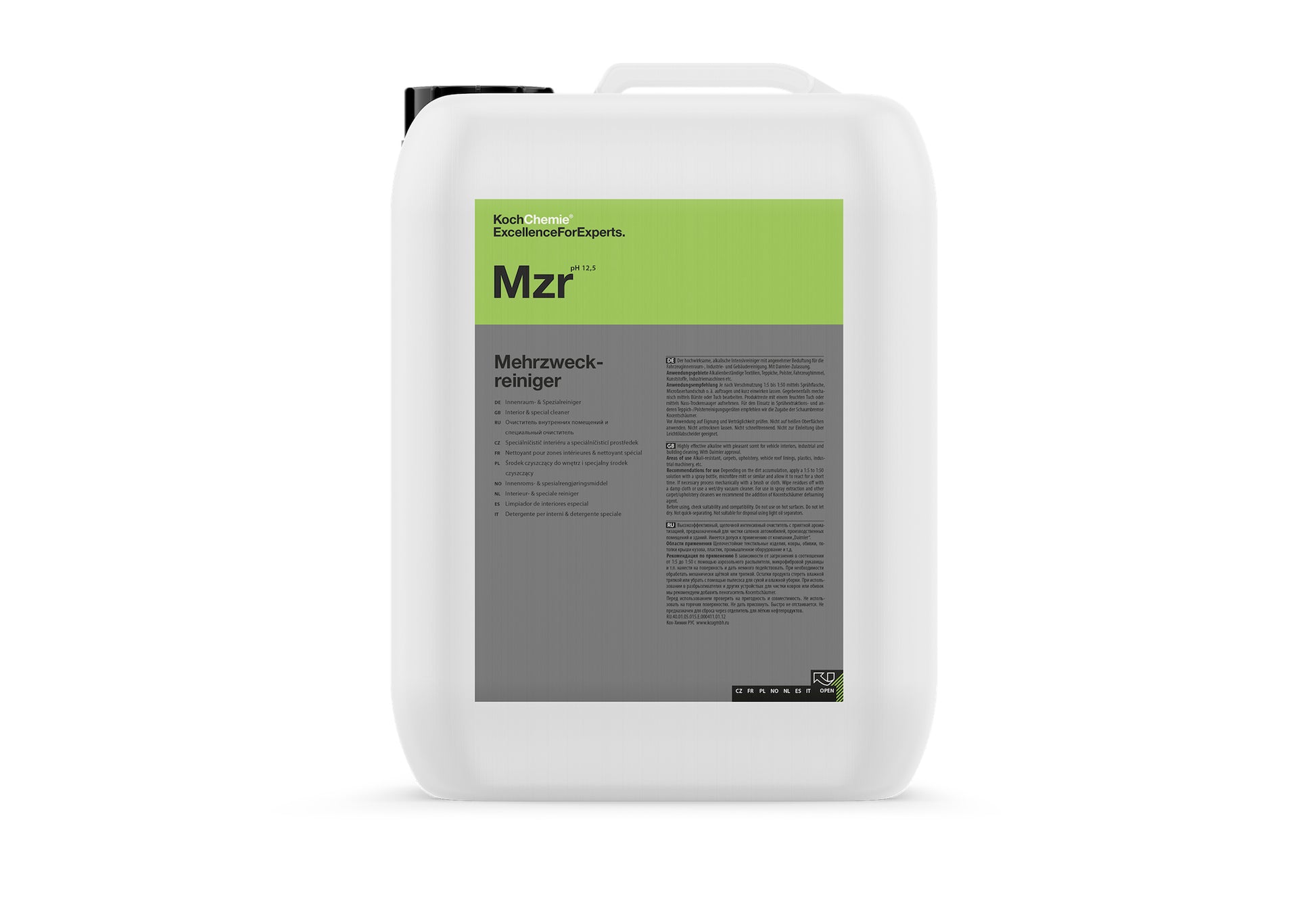 Koch Chemie 內籠清潔劑 汽車 洗車 美容 Mehrzweckreiniger MZR 萬用清潔劑 極致功效內籠清潔劑 車內清潔劑 內籠清潔 汽車內裝清潔 鹼性清潔劑 強效清潔劑 濃縮清潔劑 去除油脂 去除墨水 去除尼古丁 去除煙煤 去除煙味 深層去污 強力去污 塑料清潔 塑膠清潔 紡織品清潔 地毯清潔 內裝清潔 座椅清潔 皮革清潔 機械清潔 工業清潔 建築清潔 Daimler認證 平治認證 德國製 德國進口 10公升裝 10L 大容量 專業用途 專業車房 汽車美容 汽車護理 車主必備 愛車護理 香港汽車用品 汽車用品推薦 香港網購 原裝正貨 正貨保證 產品型號86011 產品型號86021 稀釋比例 1:5稀釋 1:10稀釋 1:20稀釋 1:50稀釋 噴霧瓶應用 微纖維手套 海綿清潔 刷子清潔 濕布擦拭 吸塵器清潔 不傷表面 不殘留 專業汽車護理 優質汽車用品 立即選購 現貨 車友推薦 使用前測試 材質相容性 禁止熱表面 禁止乾燥 高品質 信賴品牌 德國品牌 汽車護理專家 清潔護理用品 汽車精品 汽車保養品 DIY清潔 自家護理 車內空間潔淨 保持車內清爽 舒適駕駛環境 內籠煥新 車廂清新 快速