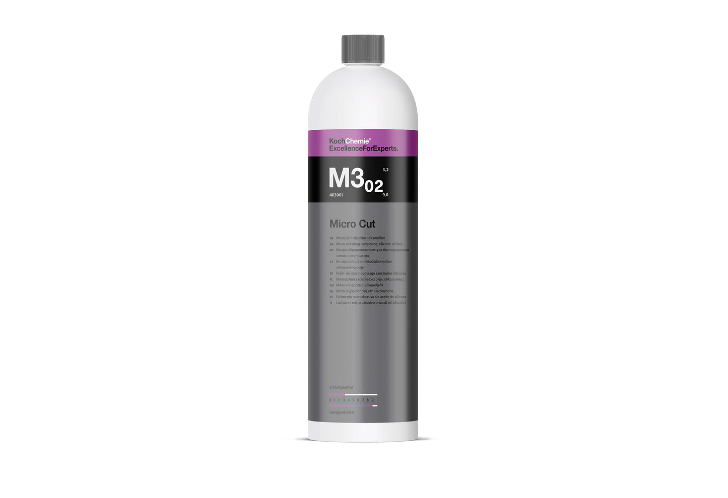 Koch Chemie Micro Cut M3.02 微細研磨拋光劑 汽車美容產品 洗車用品 拋光 Micro Cut M3.02 M3.02 微細研磨拋光劑 微拋光劑 鏡面拋光劑 拋光劑 研磨劑 無矽油拋光劑 光澤度9.0 切削力3.2 去除拋光餘印 去除餘痕 去除細微刮痕 去除3000砂紙痕 去除打磨痕跡 永久去除 機械式去除 漆面拋光 車漆修復 最終拋光 極致高光澤 鏡面效果 深色漆面適用 敏感色調適用 抗刮漆適用 汽車漆面 商用車漆面 電單車漆面 機器拋光 強制旋轉偏心拋光機 旋轉拋光機 Micro Cut Pad Profi微纖維布 極致柔軟高纖維布 易於拋光 經濟實用 德國製 德國進口 1公升裝 1L 產品型號403001 專業汽車美容 汽車美容 汽車護理 車漆養護 車主必備 愛車護理 香港汽車用品 汽車用品推薦 香港網購 原裝正貨 正貨保證 漆面研磨 車漆翻新 漆面處理 拋光程序 專業汽車護理 優質汽車用品 立即選購 現貨 車友推薦 口碑推薦 值得信賴 高品質 信賴品牌 德國品牌 汽車護理專家 清潔護理用品 汽車精品 汽車保養品 微研磨 鏡面拋光劑推薦 漆面拋光劑 汽車拋光 專業級拋光 漆面養
