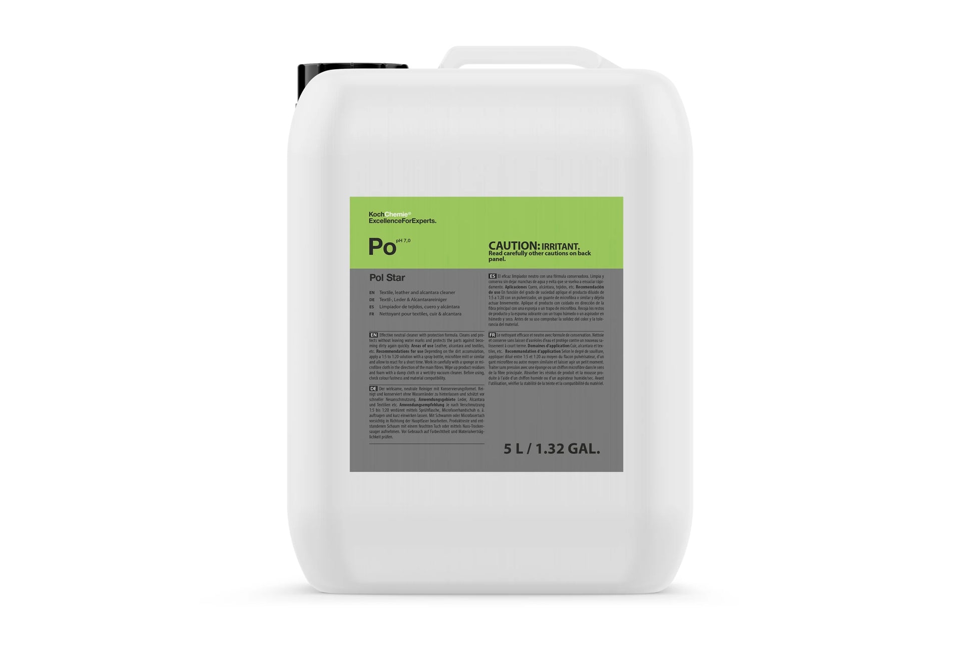 Koch Chemie Pol Star PO 內籠皮革及布料清潔劑 洗車用品 汽車美容 內籠皮革清潔劑 布料清潔劑 汽車內裝清潔 皮革清潔 Alcantara清潔 紡織品清潔 地毯清潔 座椅清潔 內裝護理 車廂清潔 pH中性清潔劑 中性配方 溫和清潔 不傷材質 深層清潔 細孔泡沫 泡沫清潔 深入纖維 去污 除污 去除污垢 去除異味 不留下水漬 無水痕 保護原防水層 防水效果 形成保護層 防止再次變髒 延緩髒污 可稀釋使用 稀釋比例 1:5稀釋 1:20稀釋 噴瓶使用 微纖維手套 海綿清潔 濕布擦拭 乾濕吸塵器 噴霧提取機 專業清潔 德國製 德國進口 原裝正貨 5公升裝 5L 大容量 專業用途 汽車美容 汽車護理 車主必備 愛車護理 香港汽車用品 汽車用品推薦 香港網購 正貨保證 產品型號92005 優質汽車用品 立即選購 現貨 車友推薦 汽車精品 汽車保養品 清潔護理用品 高品質 信賴品牌 德國品牌 汽車護理專家 內裝煥新 車廂清新 維持潔淨 啞光質感 不顯油亮 真皮保養 人造皮保養 麂皮清潔 車頂篷清潔 門板清潔 安全帶清潔 高級內裝 專業級清潔 深層護理 家用清潔 沙發清潔 地毯清潔劑 室內紡織品