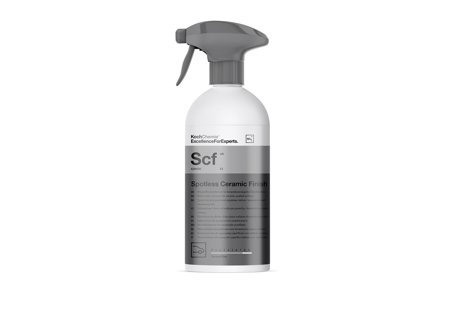 Koch-Chemie 洗車用品 汽車美容用品 除水垢護養劑 Koch Chemie Spotless Ceramic Finish SCF 陶瓷塗層水垢去除劑 鍍膜專用除水垢護養劑 水垢去除劑 水漬去除劑 陶瓷塗層專用 鍍膜車適用 不傷鍍膜 不傷陶瓷塗層 溫和去除水垢 去除礦物沉積 去除水痕 去除白斑 去除硬水漬 去除水斑 恢復色澤深度 恢復無痕光澤 恢復原始光滑度 漆面水垢處理 玻璃水垢處理 漆面養護 鍍膜維護 鍍膜保養 陶瓷塗層維護 車漆護理 汽車美容 汽車護理 專業汽車護理 德國製 德國進口 500ml 產品型號628500 施工簡便 噴塗施工 微纖維布 靜置3分鐘 拋光擦拭 預洗Green Star Reactivation Shampoo 漆面深層清潔 鈣沉積去除 硬水漬去除 車主必備 愛車護理 香港汽車用品 汽車用品推薦 香港網購 原裝正貨 正貨保證 汽車美容產品 清潔護理用品 汽車精品 汽車保養品 汽車護理專家 口碑推薦 值得信賴 高品質 信賴品牌 立即選購 現貨 車友推薦 Cb0.01 C0.02 陶瓷鍍膜保養 鍍膜車水垢 鍍膜車專用清潔 礦物沉積 水斑去除 漆面修復 光澤恢復 平滑手感 絲