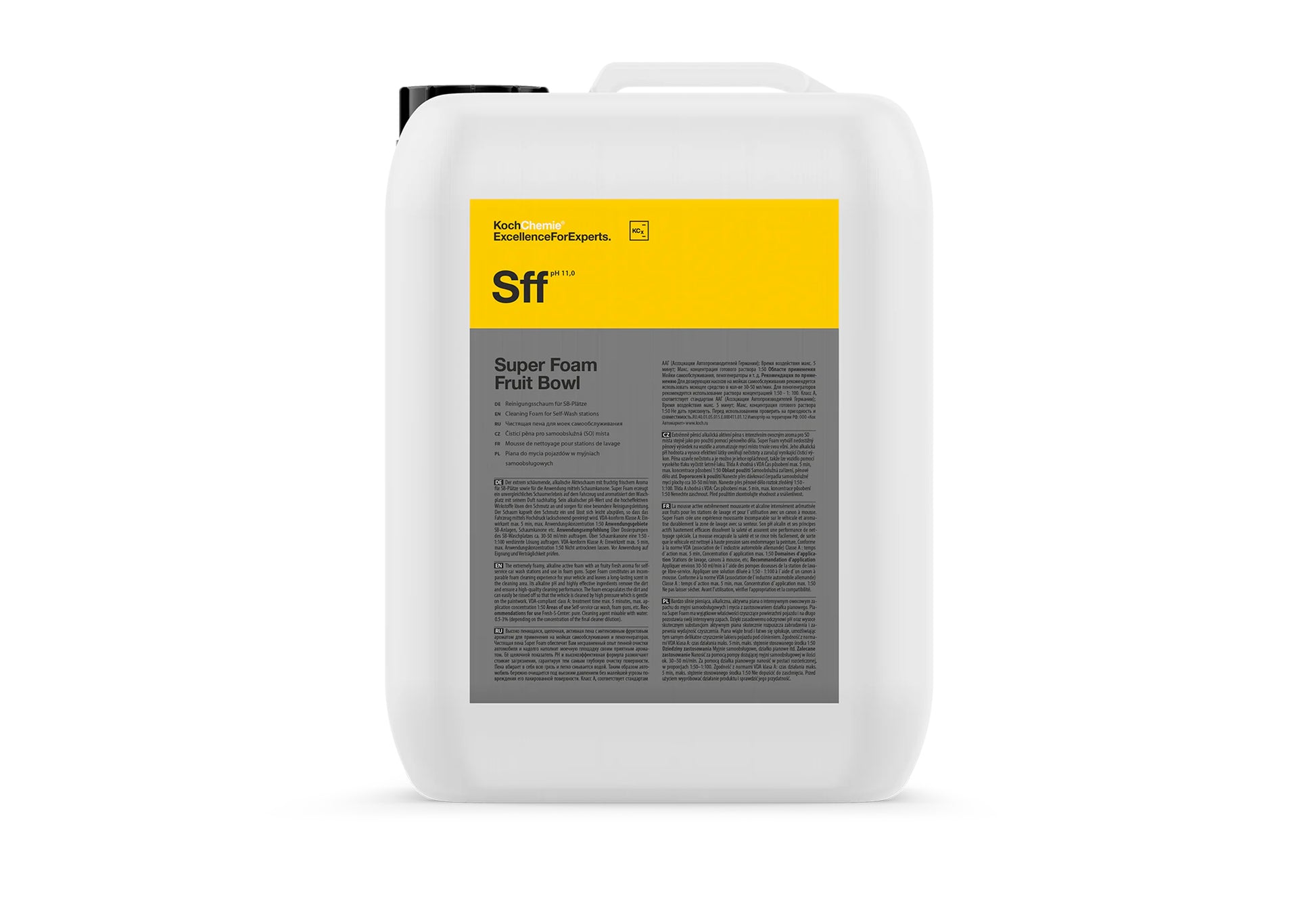 Koch-Chemie Super Foam Fruit Bowl 5L 果香味濃厚泡沫預洗液 洗車用品 汽車清潔 Koch Chemie Super Foam Fruit Bowl SFF 果香味濃厚泡沫預洗液 雪崩泡沫預洗液 鹼性泡沫洗車精 pH11洗車泡沫 高發泡活性泡沫 奇異果蘋果香氣 濃密果香泡沫 自助洗車泡沫 泡沫槍專用 泡沫炮適用 雪崩泡沫 預洗泡沫 非接觸式洗車 泡沫包裹污垢 高壓沖洗 溫和清潔漆面 保護車漆 不傷漆面 VDA A類標準 處理時間5分鐘 德國製 德國進口 5公升裝 5L 產品型號253005 預洗清潔 軟化污垢 深層清潔 去除道路污垢 洗車泡沫 汽車美容 汽車護理 洗車用品 車主必備 自助洗車場 DIY洗車 泡沫槍清潔 洗車香波 濃密泡沫 持久泡沫 高效清潔 專業洗車液 香港汽車用品 汽車用品推薦 香港網購 原裝正貨 正貨保證 稀釋比例1:50 稀釋比例1:100 自助洗車站計量泵 泡沫槍30-50ml/min 避免表面乾燥 使用前測試 材質相容性 鹼性清潔劑 雪崩泡沫體驗 果香洗車 感官洗車體驗 清新香氣 洗車享受 德國品牌 高品質 信賴品牌 汽車護理專家 優質汽車用品 用品